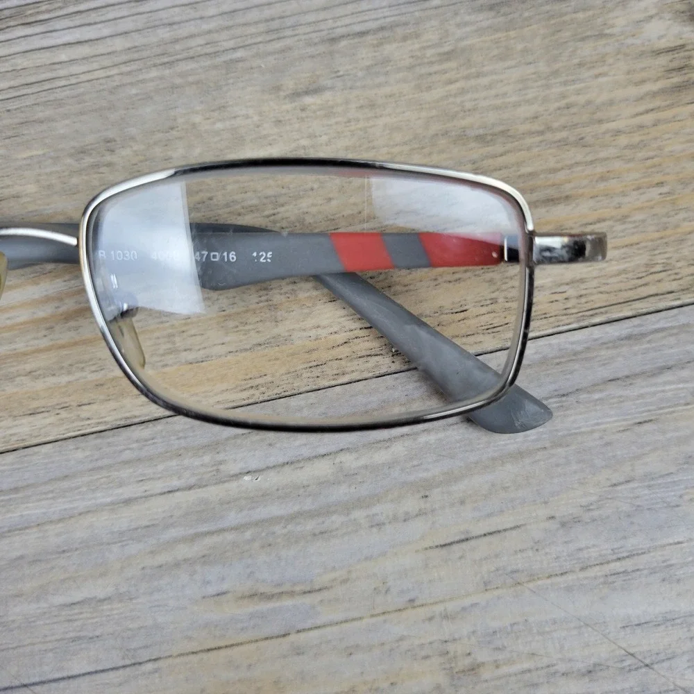 Ray-Ban Eyeglasses Frames RB 1030 4008 Gunmetal Gray Red Striped Kids 47-16-125